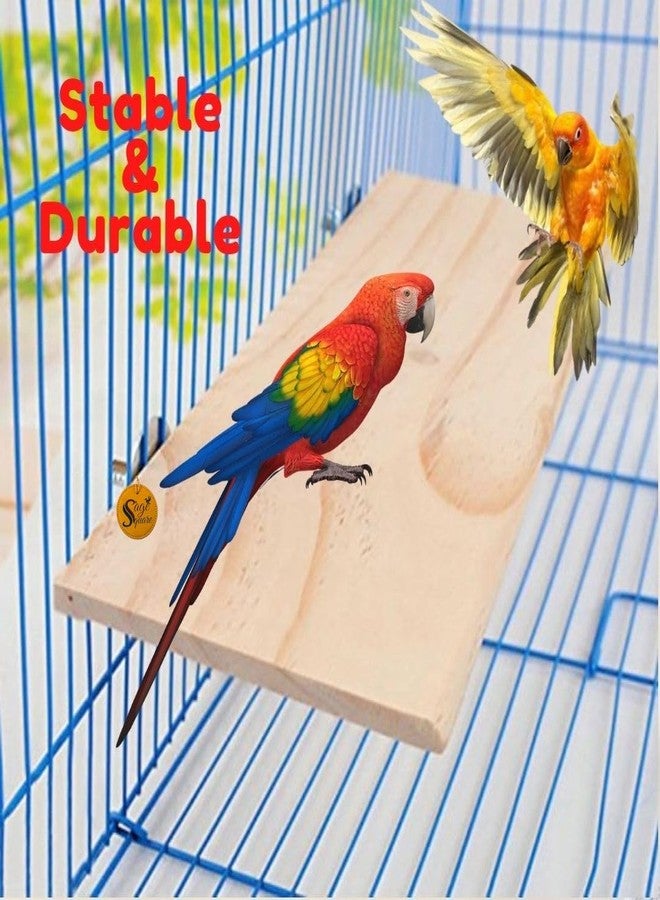 سايج سكوير منصة خشبية مربعة الشكل من خشب طبيعي، طقم من قطعتين (6 × 4.5 و 9 × 4.5 بوصة)، حامل مستطيل الشكل، ملحقات قفص، صالة ألعاب، لعبة مسلية، مناسبة للطيور والببغاوات والبادجي. - Image 4